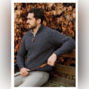 Aran Crafts Half Zip Merino Wool Sweater